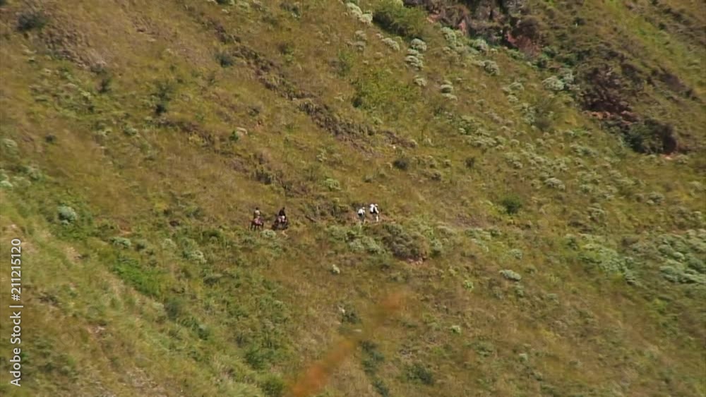 Zoom-Out: Hikers on the Steep Face of Tiger George, China Zoom-Out: Hikers on the Steep Face of Tiger George, China