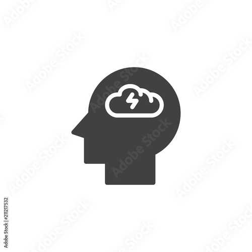Brainstorming head vector icon. filled flat sign for mobile concept and web design. Depression head simple solid icon. Symbol, logo illustration. Pixel perfect vector graphics