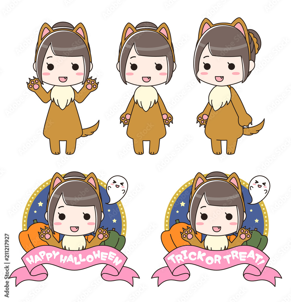 ハロウィン オオカミのコスプレ セット Stock ベクター Adobe Stock