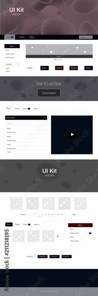 Dark Red vector web ui kit with lamp shapes. Dark Red vector web ui kit with lamp shapes.