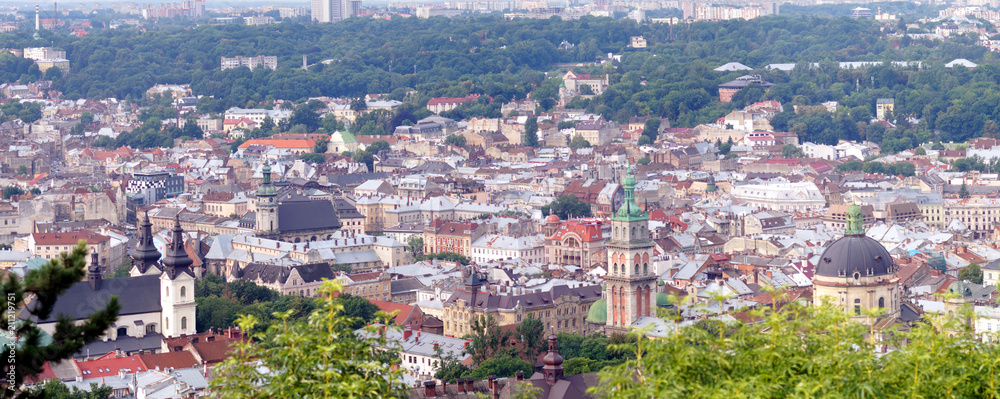 Roofs and domes of downtown of ancient city Lviv, Ukraine.