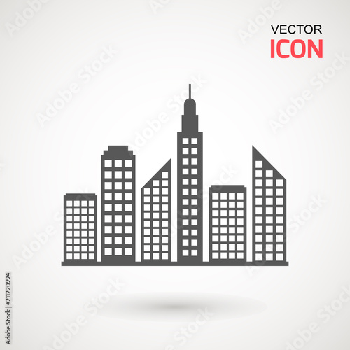 Flat Buildings  skyscrapers  business center  offices and houses vector illustration. Modern city  Urban landscape concept. Vector city buildings silhouette icons