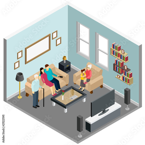  Family Home Isometric Interior 
