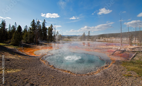 Firehole Spring on Firehole Lake Drive in Yellowstone National Park in Wyoming United States