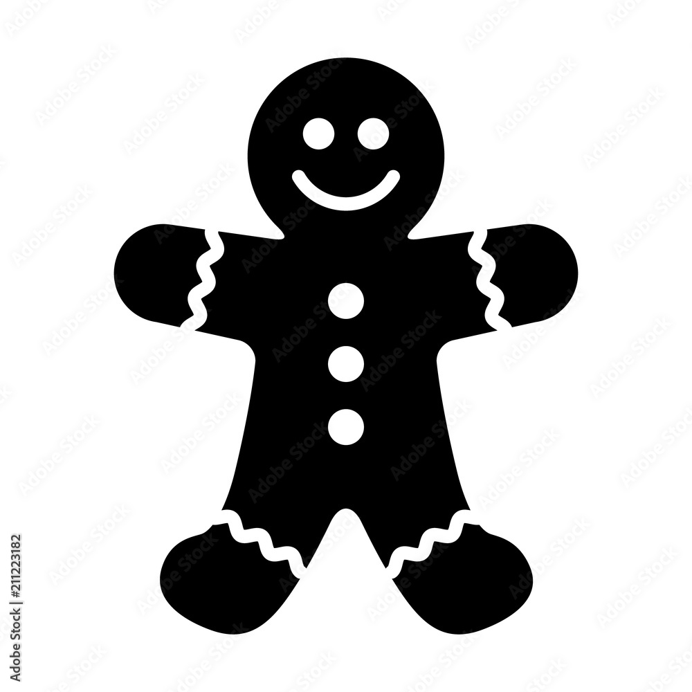 Gingerbread man holiday biscuit or cookie flat vector icon for food apps and websites Gingerbread man holiday biscuit or cookie flat vector icon for food apps and websites