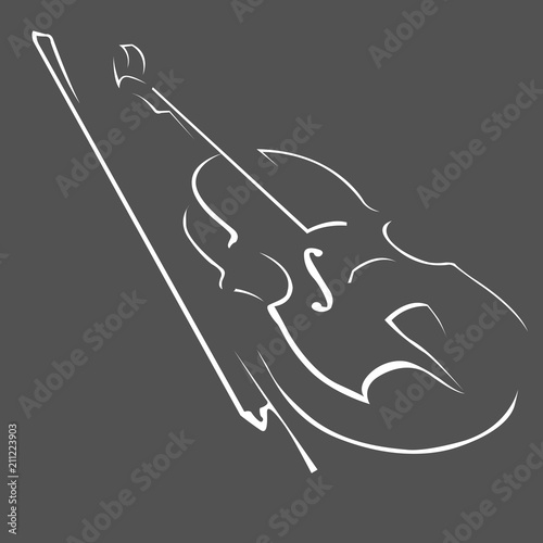Violin in sketch style - draft of viola musical instrument