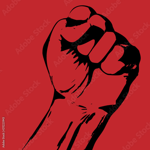 Strike poster with tight fist - protest concept