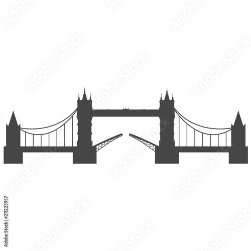 Silhouette of Tower Bridge in London - city landmark