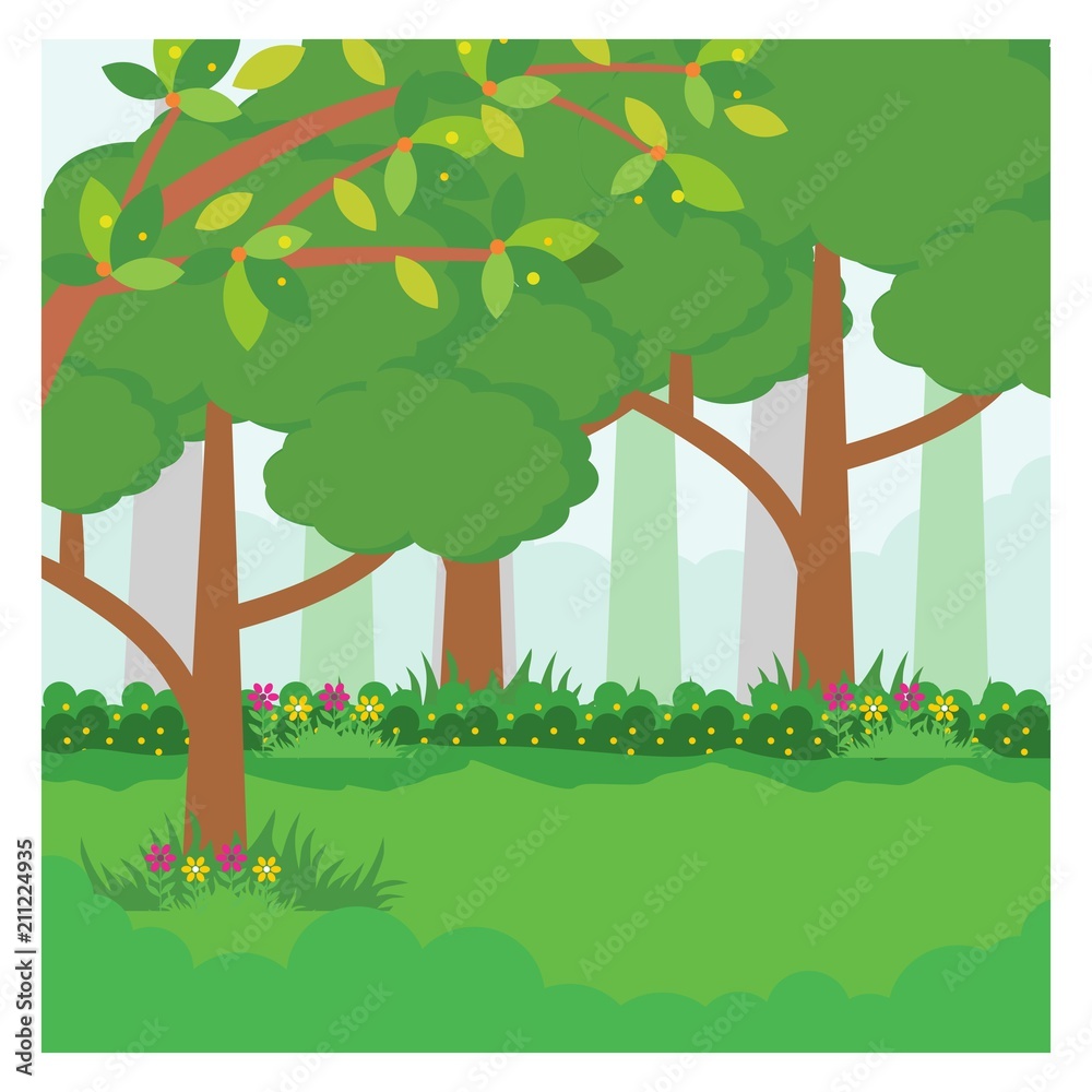 Fototapeta premium green trees forest jungle panorama scenery landscape background