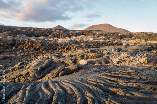 Sunset at lava formation landscape  La Restinga  El Hierro  Canary Islands  Spain