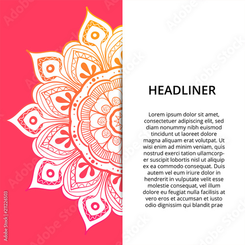 Vector ornamental mandala  printable round pattern with many details. Arabic  indian  asian  african motif for greeting  business card  banner  invitation  background  brochure  label  etc.