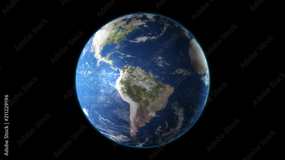 Realistic Earth rotating on a black background. Seamlessly loopable animation