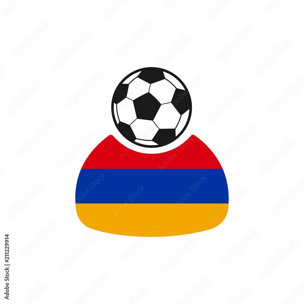 Obraz premium Армения - футболист, болельщик. Значок.