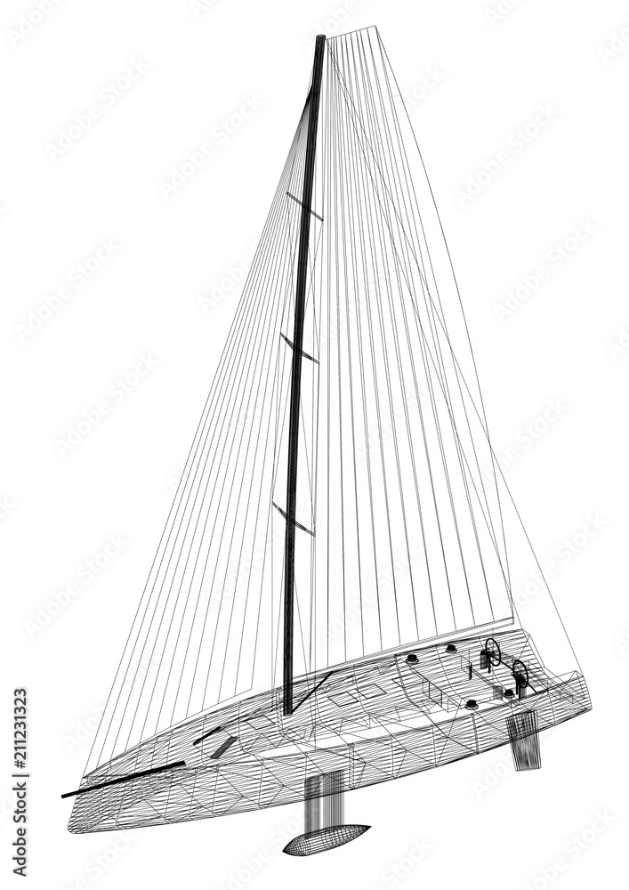 Sailboat Design - Architect Blueprint - isolated