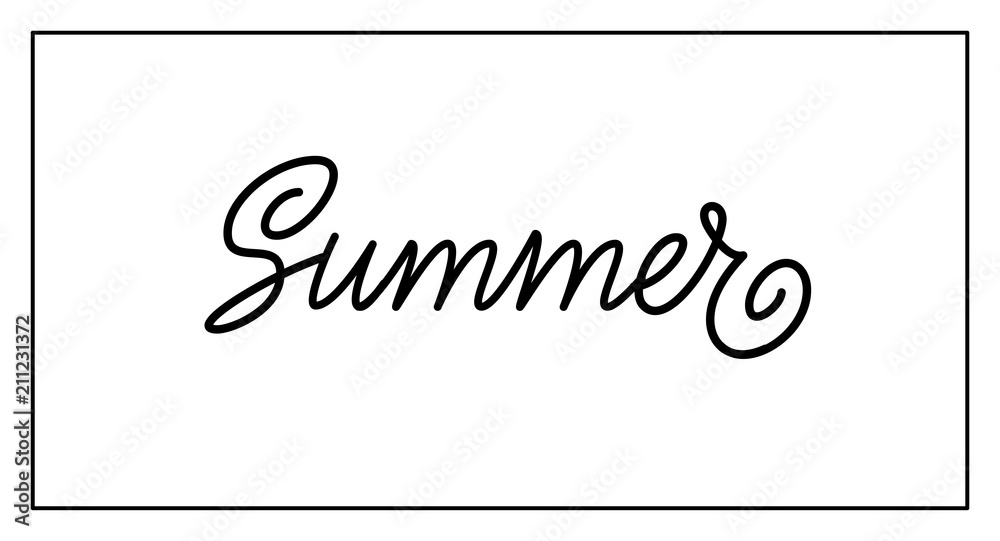 Summer vector logo design isolated on white background. Summer typography and lettering for summertime seasonal decor, text for banner, poster, card, header. Vector illustration. EPS10