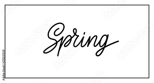 Spring vector logo design isolated on white background. Spring typography and lettering for springtime seasonal decor, text for banner, poster, card, header. Vector illustration. EPS10