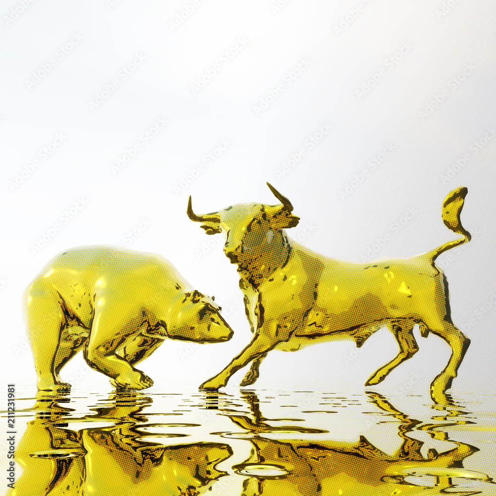 Naklejka Digital Illustration of Bull and Bear