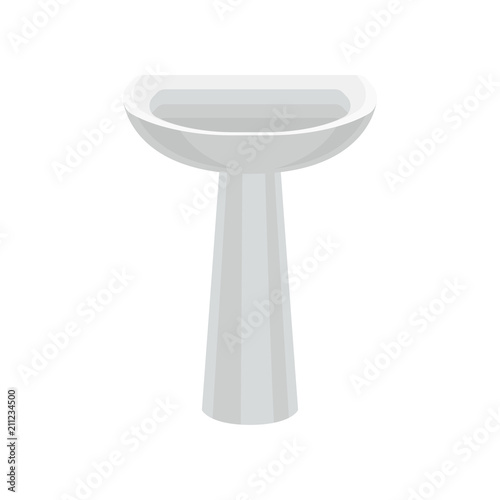 White bathroom ceramic sink vector Illustration on a white background