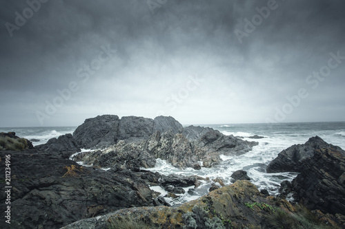 Waves and Rocks at Stormy Beach, Tasmania