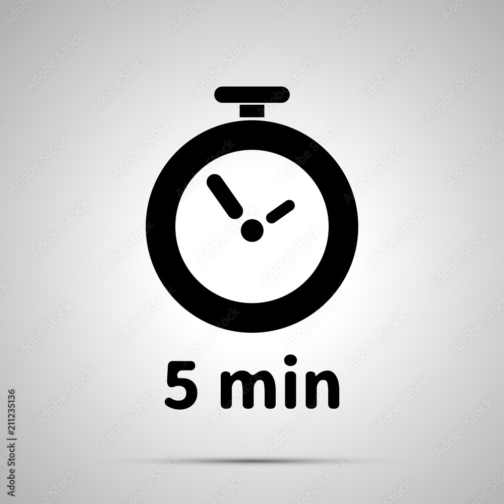 Five minutes timer simple black icon with shadow