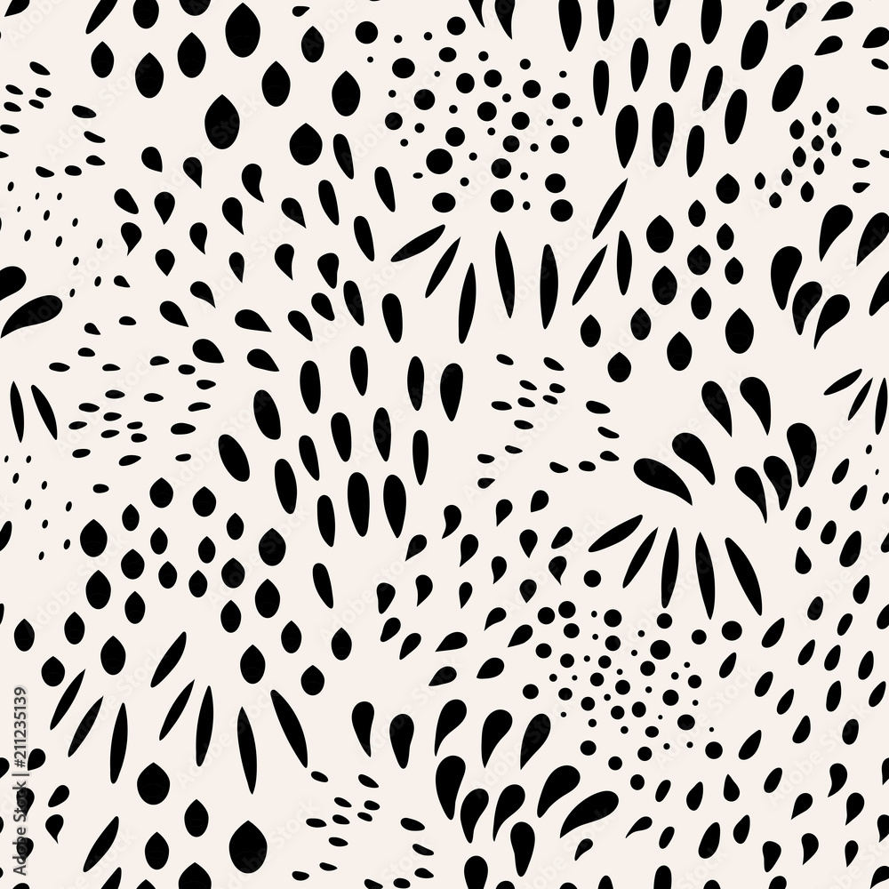 Vector organic seamless abstract background, botanical motif, freehand doodles pattern.