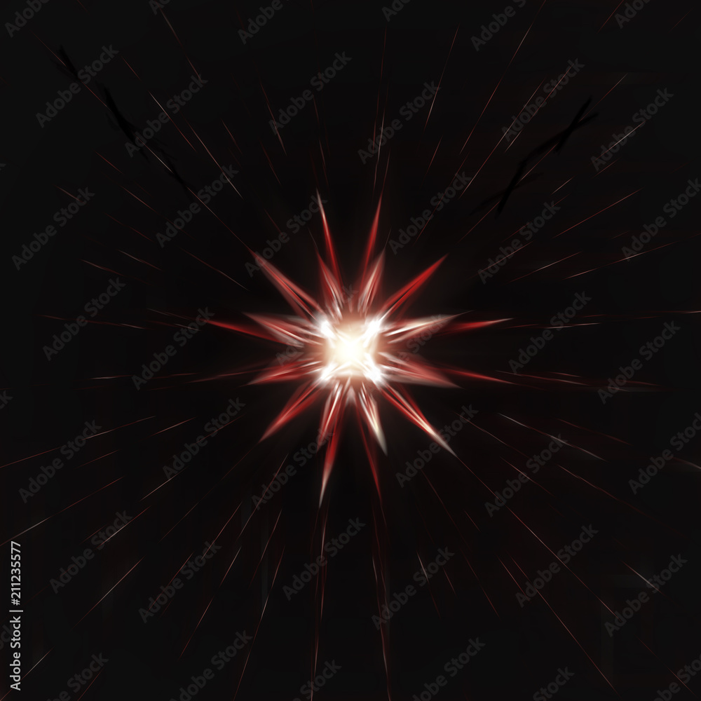 Firework Explosion, Star Or Sunburst In Bright Light Rays, Decoration Element For Design
