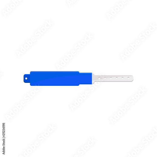 Clean blue bracelet, template for security access, control or identification at events vector Illustration on a white background