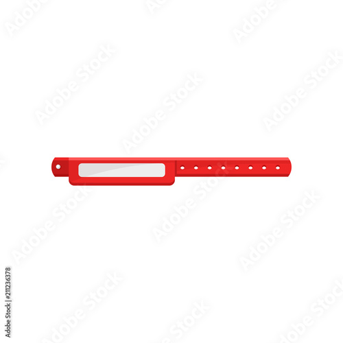 Clean red bracelet, template for security access, control or identification at events vector Illustration on a white background