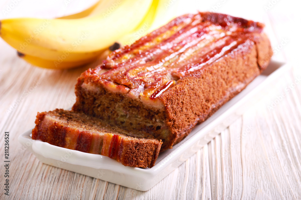 Upside down toffee banana cake