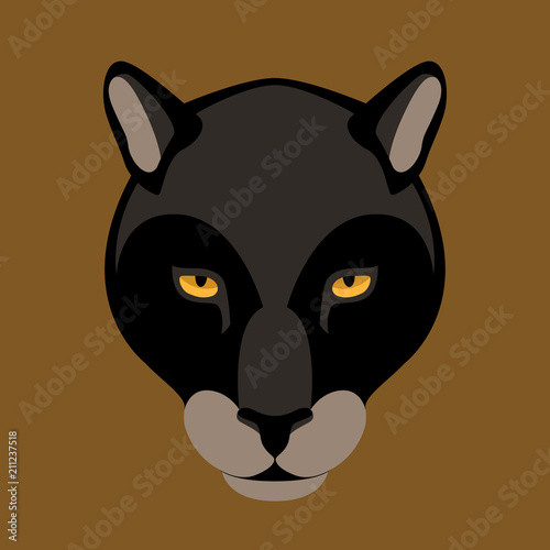 black Panther face vector illustration flat style front 