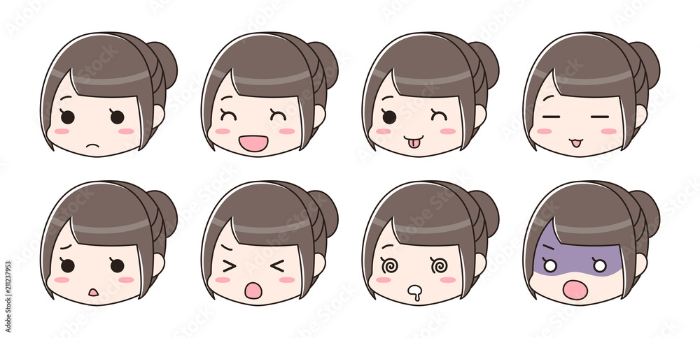 喜怒哀楽 表情セット 女性 Stock Vector Adobe Stock