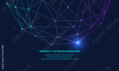 Low polygon mesh sphere, high tech vector background illustration