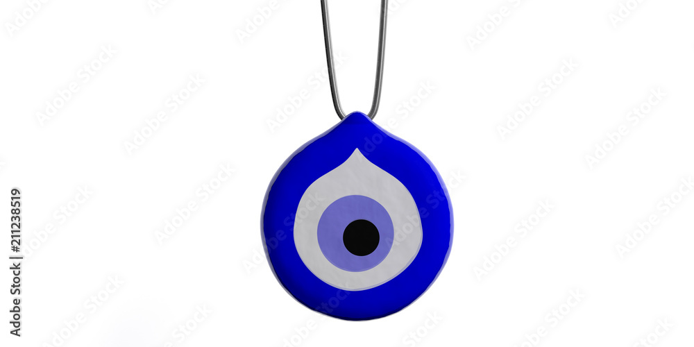 Evil eye amulet, protection, cutout, on white background. 3d illustration Evil eye amulet, protection, cutout, on white background. 3d illustration