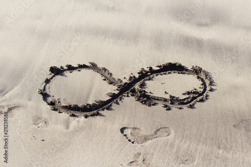 Sign of eternity written on the sand