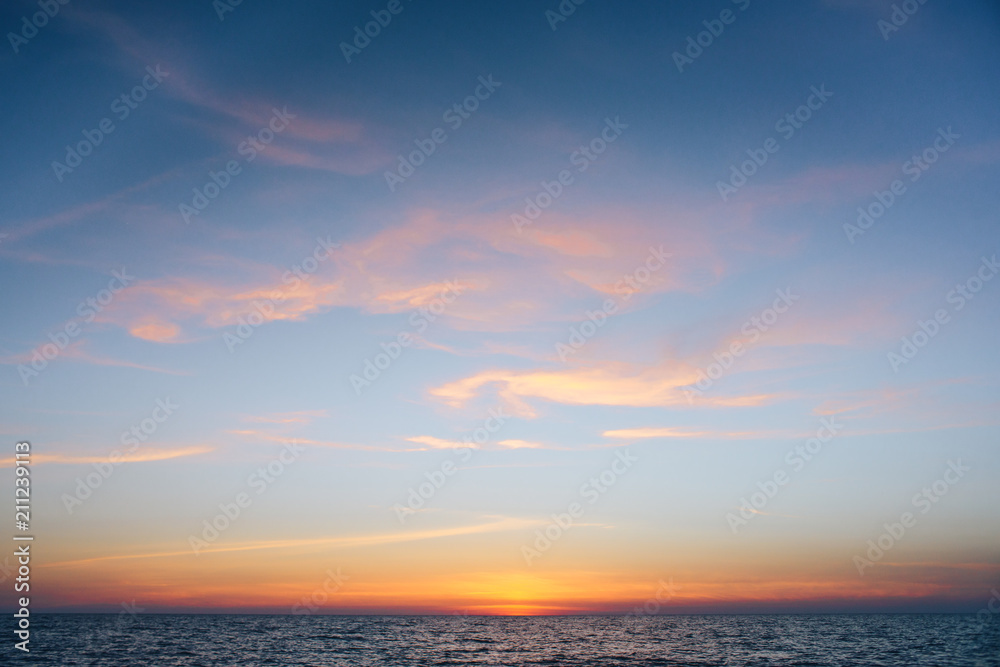 Sunrise / sunset on the ocean horizon.