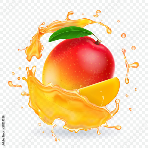 Mango juice splash realistic illustration