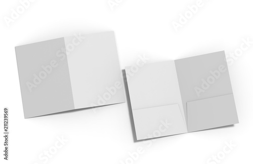 Blank white reinforced A4 single pocket folder on isolated white background, 3d illustration
