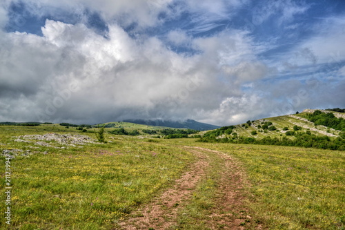 The road in the summer in the mountains, mountain landscape photo