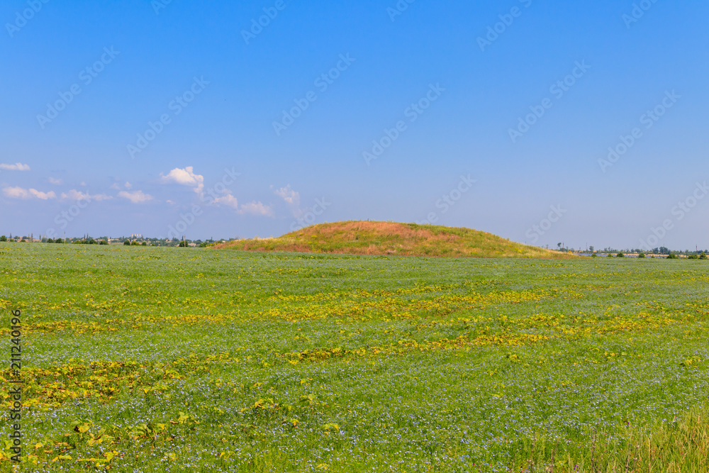 Scythian burial mound in a field in the south of Ukraine