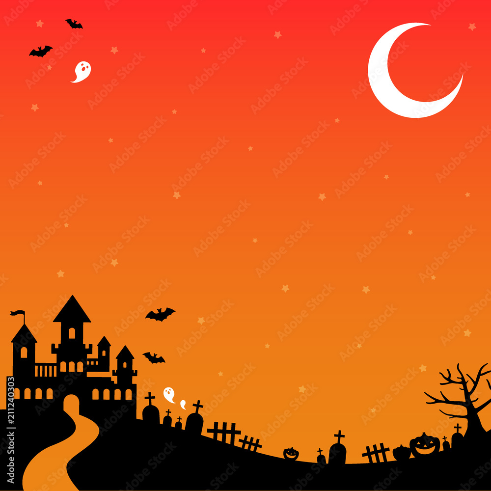 ハロウィン背景 オレンジ 正方形 Stock ベクター Adobe Stock