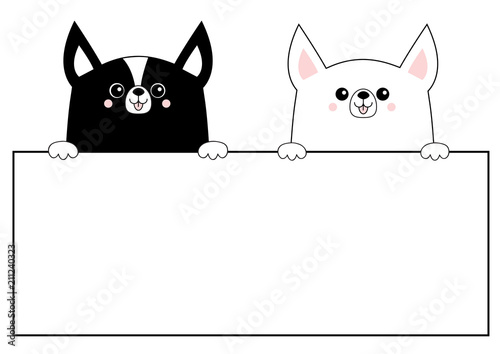 Corgi dog happy face head icon set. Hanging on paper board template. Cute cartoon pooch character. Contour silhouette. Kawaii animal. Funny baby puppy. Love card. Flat design. White background