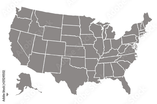 Mapa gris de Estados Unidos de América.