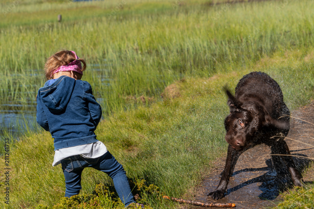 Der Hund der bester Freund des Kindes - Spielen glücklich