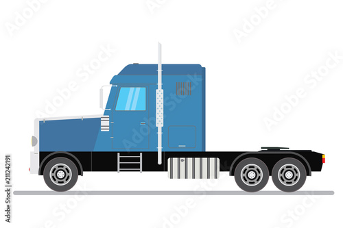 Big blue and black semi truck.