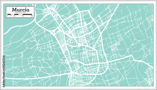 Murcia Spain City Map in Retro Style. Outline Map.