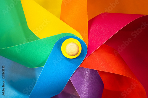 Colorful red blue green yellow purple pinwheel. children toy