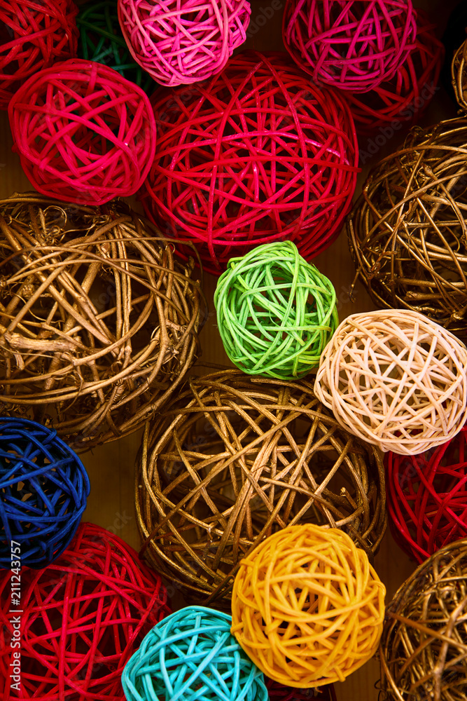 a lot of colorful rattan balls 