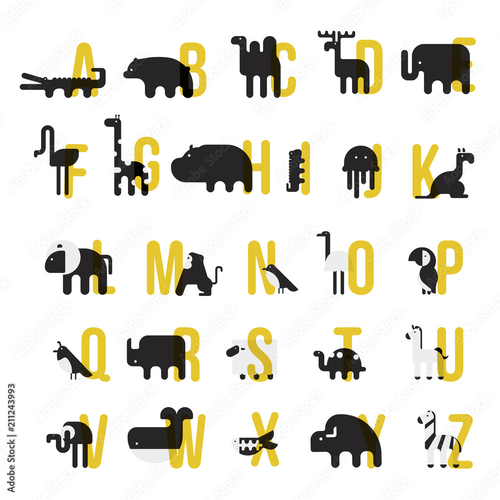 Animals alphabet. Letter from A to Z. Letters. Learn to read. Isolated. Stock Vector | Adobe Stock Animals alphabet. Letter from A to Z. Letters. Learn to read. Isolated. Stock Vector | Adobe Stock