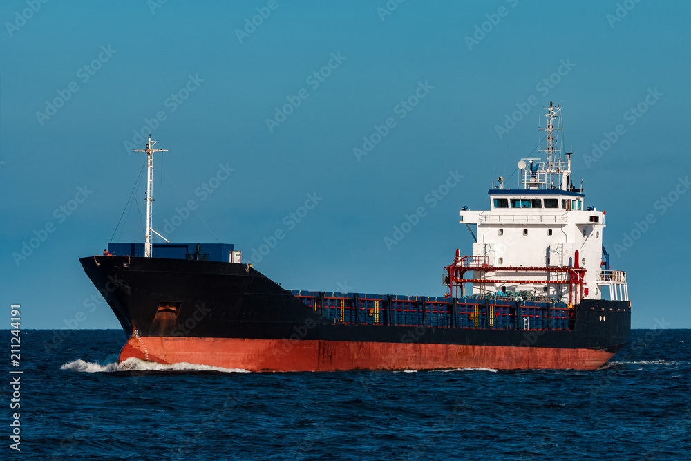 Fototapeta premium Black cargo ship