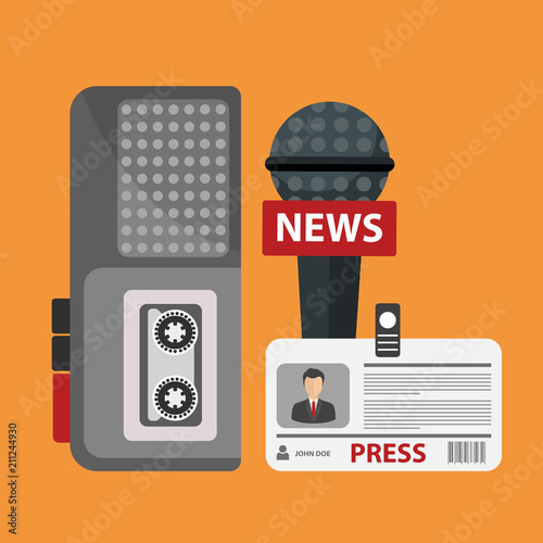 Journalism, Television, Radio, Press Conference Concept. Flat Vector Illustration